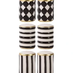 Cheap 91938 3 ASST S/2 BLACK/WHITE EMBOSSED SALT&PEPPER SETS W/GOLD RIM - cozylivehome.com | we sell a wide range of comfortable household items Giftware