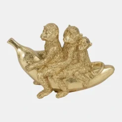 Outlet 20449 8" Three Monkeys On Banana, Gold - cozylivehome.com | we sell a wide range of comfortable household items Giftware
