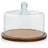 Flash Sale 666478 Acaciawood Flat Wood Cake Stand with Glass Dome - cozylivehome.com | we sell a wide range of comfortable household items Giftware