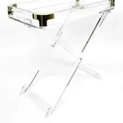 977301 Acrylic Foldable Tray Side Table with Gold Edges - cozylivehome.com | we sell a wide range of comfortable household items^ Shop All