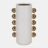 Hot 19076-03 Cer, 10" Vase W/ Side Knobs, White/gold - cozylivehome.com | we sell a wide range of comfortable household items Giftware