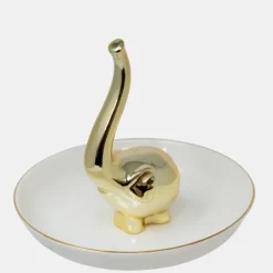Cheap 12747-15 CERAMIC 6" ELEPHANT RING HOLDER, WHITE/GOLD - cozylivehome.com | we sell a wide range of comfortable household items Giftware