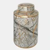 Clearance 15402-02 Ceramic 12" Jar With Gold Lid, White - cozylivehome.com | we sell a wide range of comfortable household items Giftware