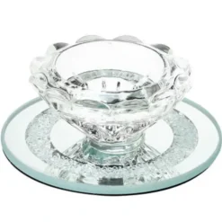 New 55539 Crystal Candle Holder w. Glass Base , Round Base 3.5 - cozylivehome.com | we sell a wide range of comfortable household items Giftware