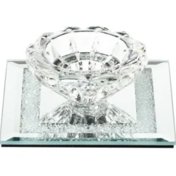 55540 Crystal Candle Holder w Glass Base,Square Base 3.5x3.5" - cozylivehome.com | we sell a wide range of comfortable household items^ Shop All