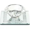 55533 Crystal Candle Holder w Glass Base Square Base 3.5x3.5" - cozylivehome.com | we sell a wide range of comfortable household items^ Shop All