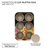 6 Cup Muffin Pan, 12.6"x8.6"x1.5" Gold Metalic w/ Diamond Base - cozylivehome.com | we sell a wide range of comfortable household items^ Shop All