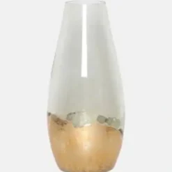 Hot 18267-05 GLASS, 15" GOLD DIPPED VASE, CLEAR - cozylivehome.com | we sell a wide range of comfortable household items Giftware
