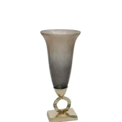 Flash Sale 15254-01 GLASS 18"H VASE W/ ALUMINUM BASE, BRONZE/GRAY KD - cozylivehome.com | we sell a wide range of comfortable household items Giftware