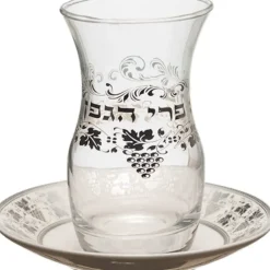 43671 Glass Kiddush Cup 4" With Ceramic Saucer 4.2 oz - cozylivehome.com | we sell a wide range of comfortable household items^ Shop All