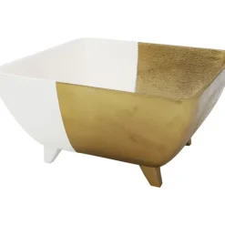Clearance 96654 GOLD/WHITE SQUARE 11" BOWL - cozylivehome.com | we sell a wide range of comfortable household items Giftware