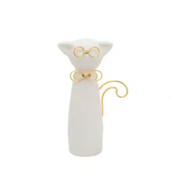 Clearance 15832-01 7"H CAT W/GLASSES DECO, WHITE - cozylivehome.com | we sell a wide range of comfortable household items Giftware