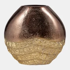 Shop 19048-02 Metal, 12" Ridged Round Vase, Black/gold - cozylivehome.com | we sell a wide range of comfortable household items Giftware