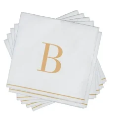 16 PK White and Gold Cocktail Paper Napkins - Letter B - cozylivehome.com | we sell a wide range of comfortable household items^ Shop All