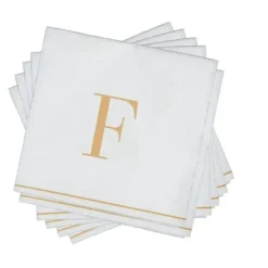 16 PK White and Gold Cocktail Paper Napkins - Letter F - cozylivehome.com | we sell a wide range of comfortable household items^ Shop All
