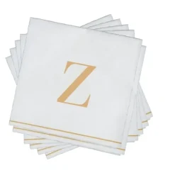 16 PK White and Gold Cocktail Paper Napkins - Letter Z - cozylivehome.com | we sell a wide range of comfortable household items^ Shop All