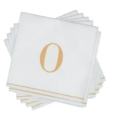 16 PK White and Gold Cocktail Paper Napkins - Letter O - cozylivehome.com | we sell a wide range of comfortable household items^ Shop All