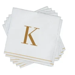 16 PK White and Gold Cocktail Paper Napkins - Letter K - cozylivehome.com | we sell a wide range of comfortable household items^ Shop All