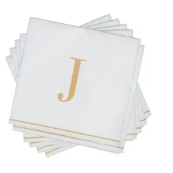 16 PK White and Gold Cocktail Paper Napkins - Letter J - cozylivehome.com | we sell a wide range of comfortable household items^ Shop All