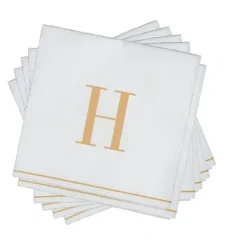 16 PK White and Gold Cocktail Paper Napkins - Letter H - cozylivehome.com | we sell a wide range of comfortable household items^ Shop All