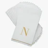 14 PK White and Gold Guest Paper Napkins - Letter N - cozylivehome.com | we sell a wide range of comfortable household items^ Shop All