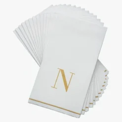 14 PK White and Gold Guest Paper Napkins - Letter N - cozylivehome.com | we sell a wide range of comfortable household items^ Shop All