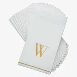 14 PK White and Gold Guest Paper Napkins - Letter W - cozylivehome.com | we sell a wide range of comfortable household items^ Shop All