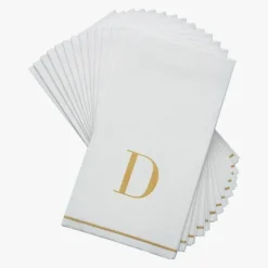 14 PK White and Gold Guest Paper Napkins - Letter D - cozylivehome.com | we sell a wide range of comfortable household items^ Shop All