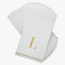 14 PK White and Gold Guest Paper Napkins - Letter L - cozylivehome.com | we sell a wide range of comfortable household items^ Shop All