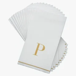 14 PK White and Gold Guest Paper Napkins - Letter P - cozylivehome.com | we sell a wide range of comfortable household items^ Shop All