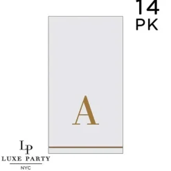 14 PK White and Gold Guest Paper Napkins - Letter A - cozylivehome.com | we sell a wide range of comfortable household items^ Shop All