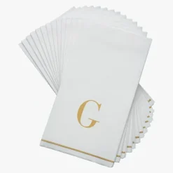 14 PK White and Gold Guest Paper Napkins - Letter G - cozylivehome.com | we sell a wide range of comfortable household items^ Shop All