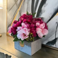 Shop 12 Potted Fuchsia Ranunculus w/Wood Tray - cozylivehome.com | we sell a wide range of comfortable household items Giftware