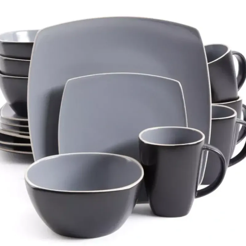 94851.16 Soho Lounge Matte 16 Piece Dinnerware Set in Black and Gray - cozylivehome.com | we sell a wide range of comfortable household items^ Shop All