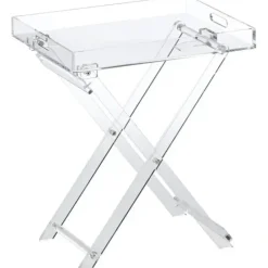 982802 Stylish Acrylic Foldable Tray Side Table with Side Handles - cozylivehome.com | we sell a wide range of comfortable household items^ Shop All