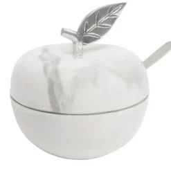 96770 WHITE MARBLE APPLE Honey Dish - cozylivehome.com | we sell a wide range of comfortable household items^ Shop All