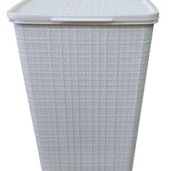Discount 1663 White Plastic Laundry Basket, White - cozylivehome.com | we sell a wide range of comfortable household items Housewares