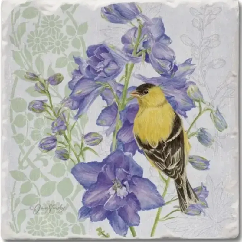ABSORBENT COASTER TUMBLED TILE DELPHINIUM BIRDHOUSE - cozylivehome.com | we sell a wide range of comfortable household items^ Shop All