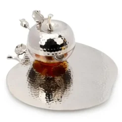 Apple Honey Dish w Spoon Apple Shaped Tray-Lg Tray 9"L x 8"W, Jar 4"W x 5.4"H - cozylivehome.com | we sell a wide range of comfortable household items^ Shop All