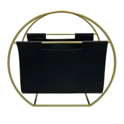 Hot 349853BE Becki Owens Gold-Colored Metal and Leather Magazine Holder - cozylivehome.com | we sell a wide range of comfortable household items Giftware