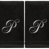 Store Black Monogrammed Towel - White Embroidered - Initial P - cozylivehome.com | we sell a wide range of comfortable household items Giftware