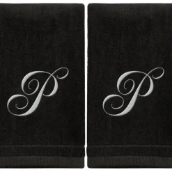Store Black Monogrammed Towel - White Embroidered - Initial P - cozylivehome.com | we sell a wide range of comfortable household items Giftware