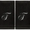 Clearance Black Monogrammed Towel - White Embroidered - Initial F - cozylivehome.com | we sell a wide range of comfortable household items Giftware