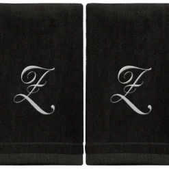 Fashion Black Monogrammed Towel - White Embroidered - Initial Z - cozylivehome.com | we sell a wide range of comfortable household items Giftware