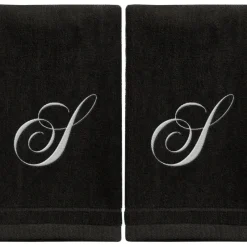 Flash Sale Black Monogrammed Towel - White Embroidered - Initial S - cozylivehome.com | we sell a wide range of comfortable household items Giftware