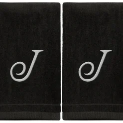 Clearance Black Monogrammed Towel - White Embroidered - Initial J - cozylivehome.com | we sell a wide range of comfortable household items Giftware