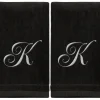 New Black Monogrammed Towel - White Embroidered - Initial K - cozylivehome.com | we sell a wide range of comfortable household items Giftware