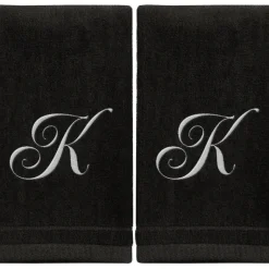 New Black Monogrammed Towel - White Embroidered - Initial K - cozylivehome.com | we sell a wide range of comfortable household items Giftware