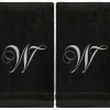 Clearance Black Monogrammed Towel - White Embroidered - Initial W - cozylivehome.com | we sell a wide range of comfortable household items Giftware