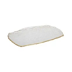 Outlet CD3686 Crushed Glass Oblong Tray with Gold Rim - 10.5"L x 6.25"W - cozylivehome.com | we sell a wide range of comfortable household items Giftware